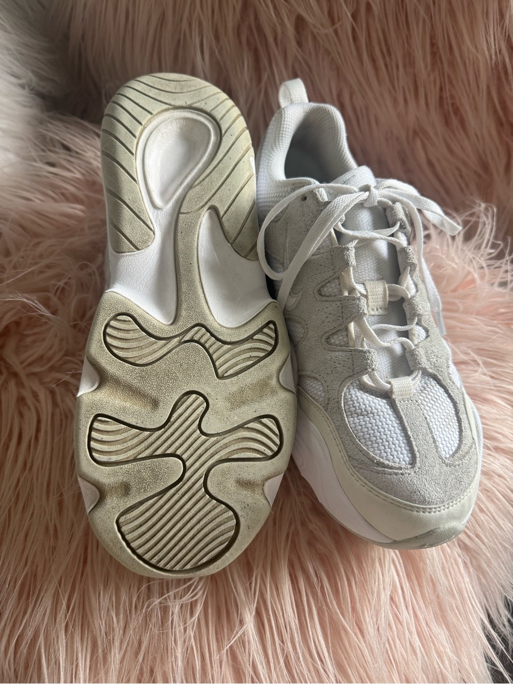 Nike Women’s Cream & White Mesh Suede Sneakers